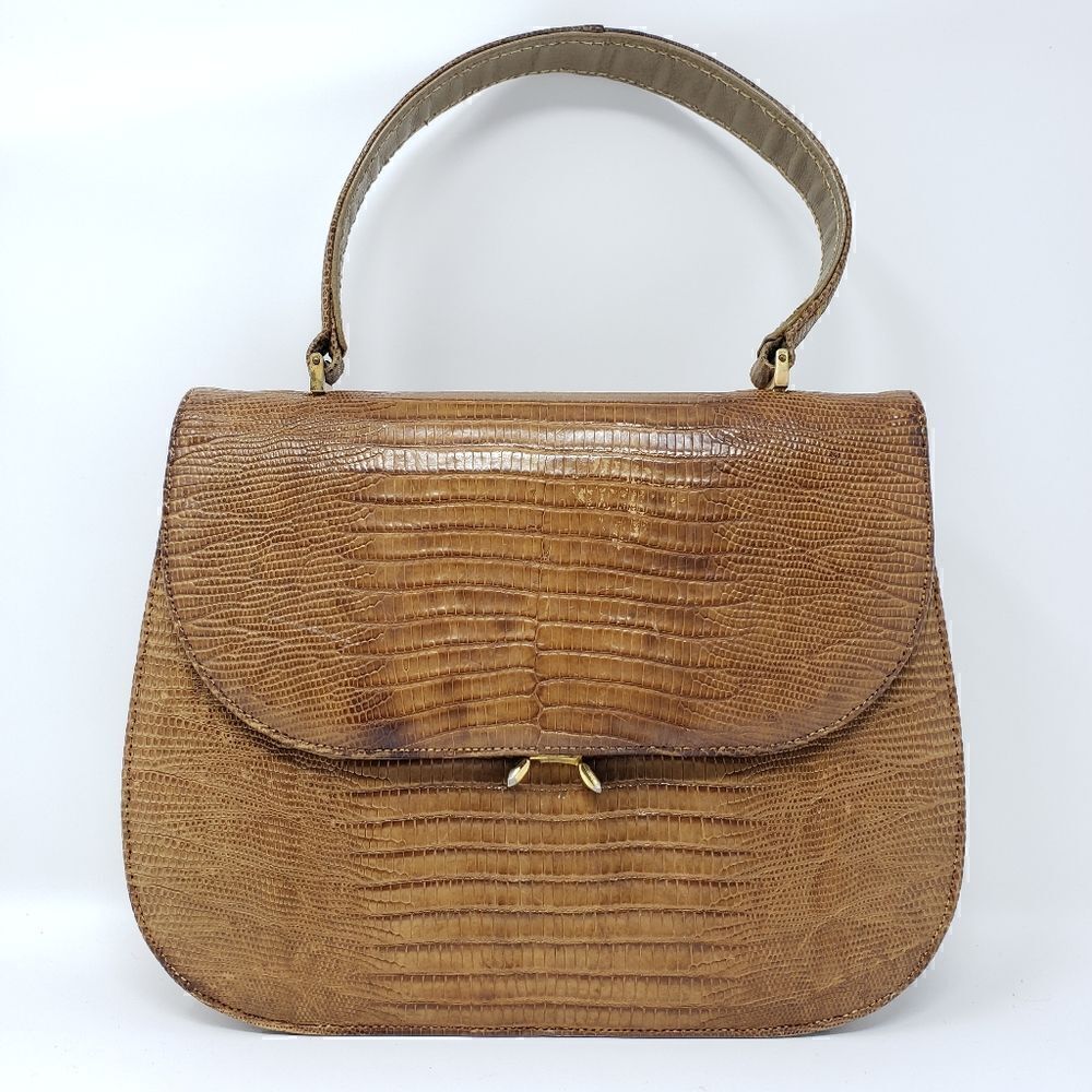 Vintage Bellestone Camel Reptile Handbag